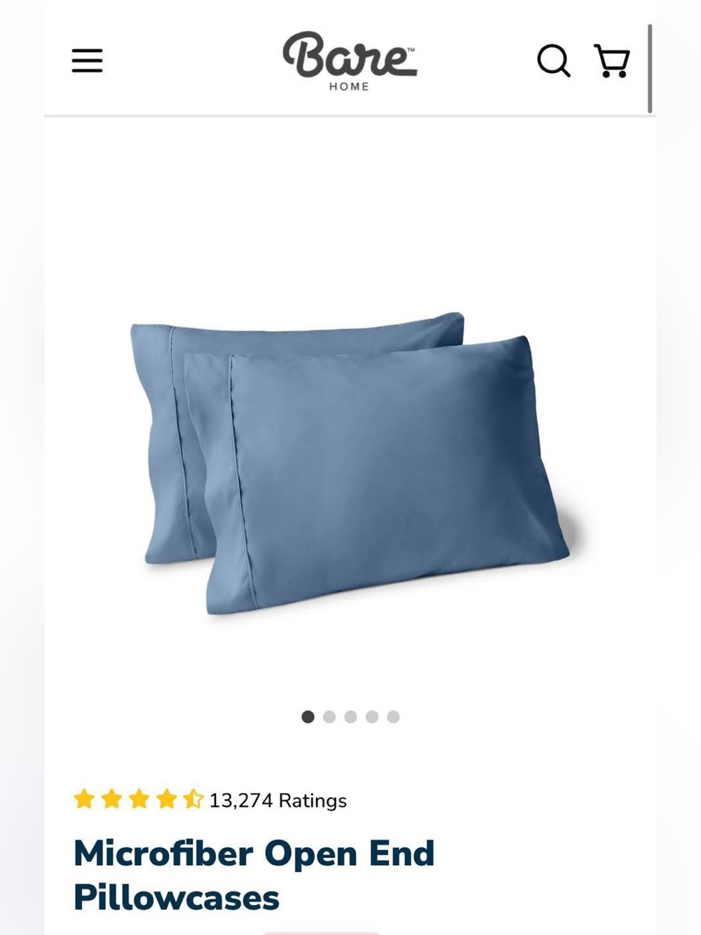 Home Microfiber Pillowcases in Blue - Open End (Pair)